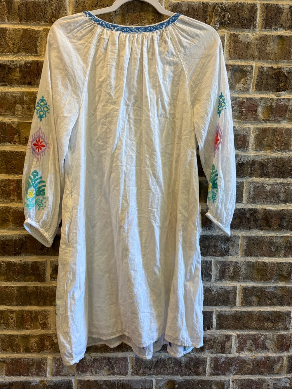 Tommy Bahama White Embroidered Cotton Tunic Dress Cover Up Tassel Boho Resort S - Picture 2 of 4